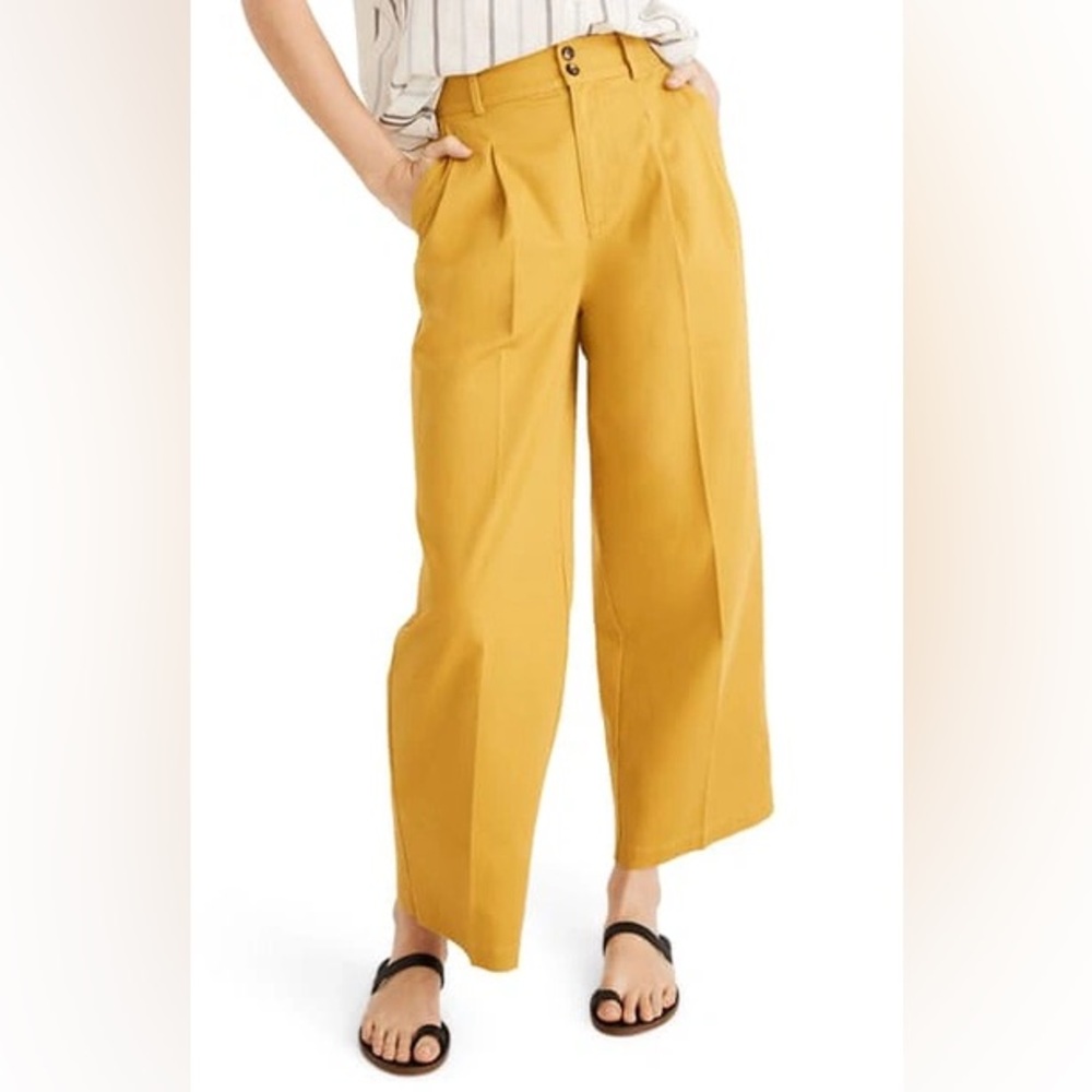 Madewell High Waist Crop Pleated Wide Leg Pants Sz 2 Golden Meadow